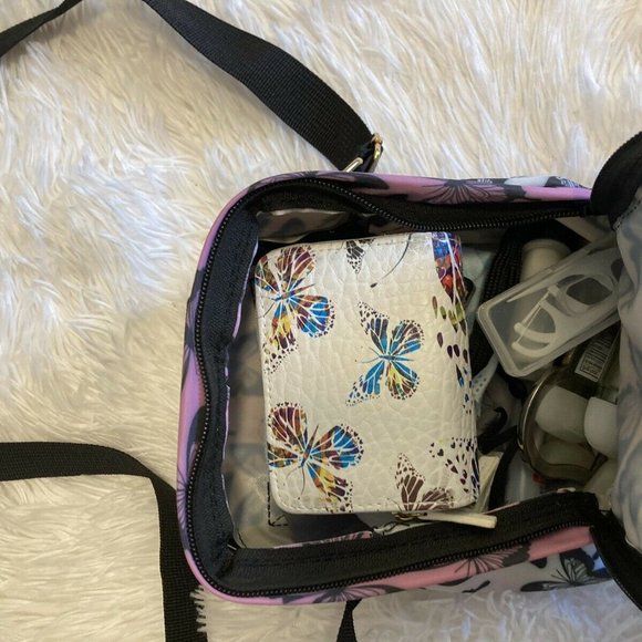 🎉Mini Purse Pink Butterfly Nylon Adjust Strap Crossbody Bag - Picture 10 of 10